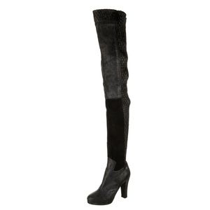CHANEL
Interlocking CC Logo Calfskin Sock Boots
Black
Size: 8.5